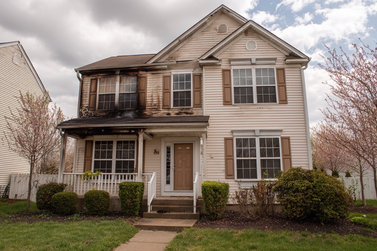Smoke damaged interior of Delaware home showing wall damage