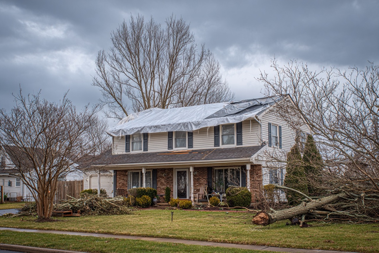 Delaware home showing storm damage requiring repairs